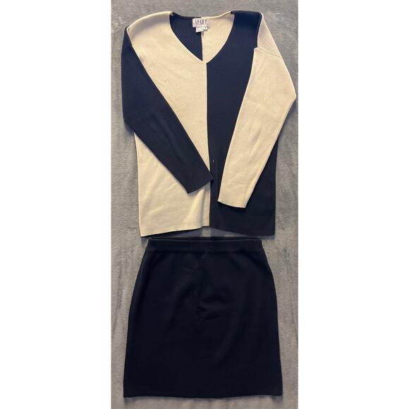 Vintage Knit Two-Piece Set – APART Black & White – Size M - Picture 1 of 8